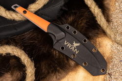 Нож Kizlyar Supreme VRAN N690 SW G10-ORGH KS (StoneWash, G10 Orange Handle, Kydex Sheath)