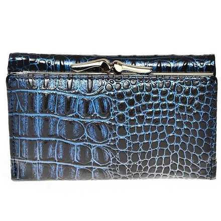 Кошелёк синий женский лаковый Coscet нат.кожа CS21-02E