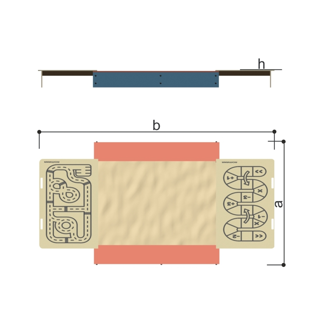 Песочница с раздвижными крышками + принты "дорога", "игра-ходилка" Romana 109.35.00