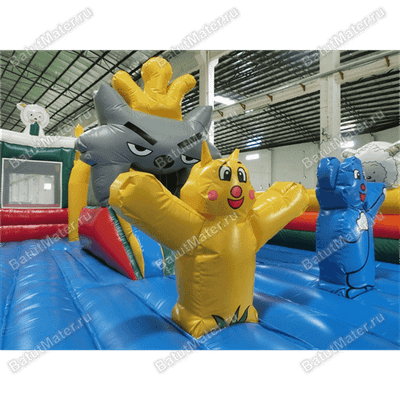 Надувной батут с крышей "Злой страшный серый волк"