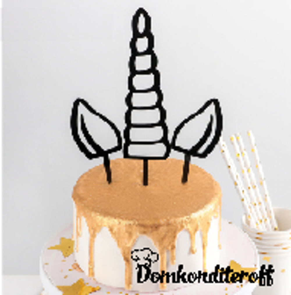 Топпер 16,5х10,5 см "Единорог", цвет чёрный