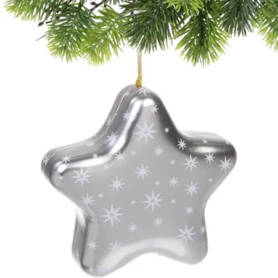 Банка жестяная «Звезда» 12,6*4,8см, цвет серебро