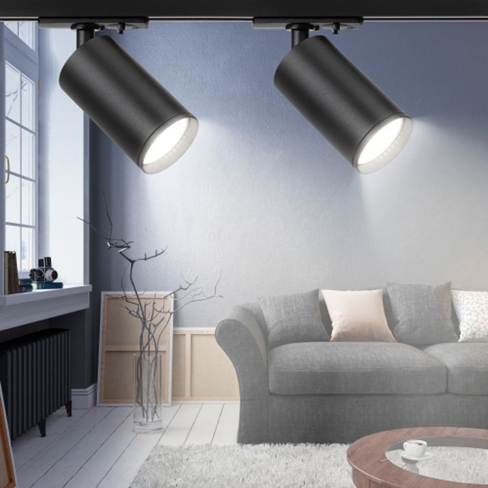 Трековый светильник однофазный ЭРА TR39-GU10 BK под лампу GU10 черный | Однофазные светильники под лампу