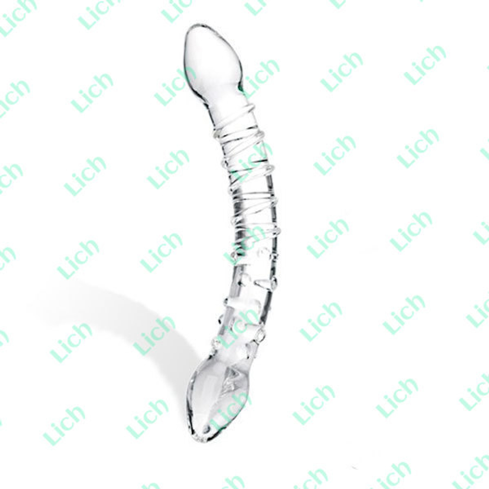 Прозрачный стеклянный фаллоимитатор с двумя концами, 24 см