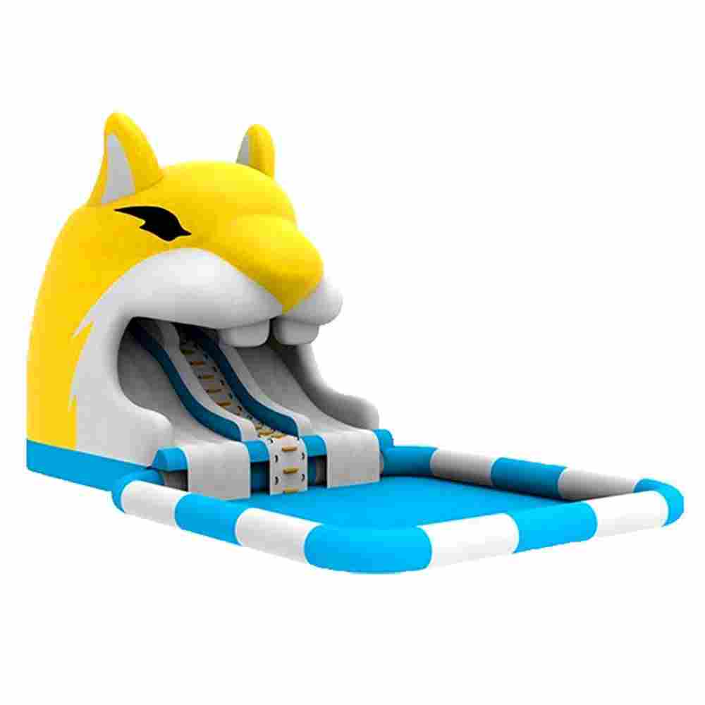 Надувная прямая водная горка с бассейном «Бельчонок», 8*4*4,5 м