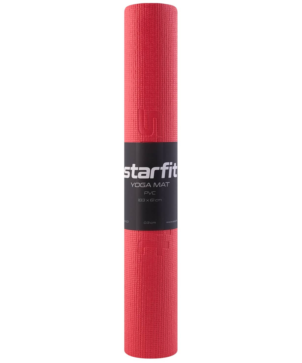 Коврик для йоги и фитнеса FM-101, PVC, 183x61x0,3 см, красный
