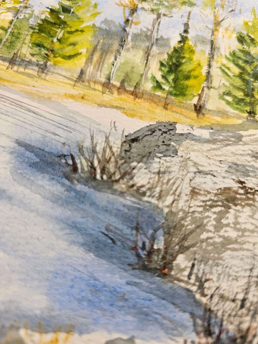 Картина авторская акварельная в паспарту 21х30 см на стену для интерьера "Утро 8 марта"