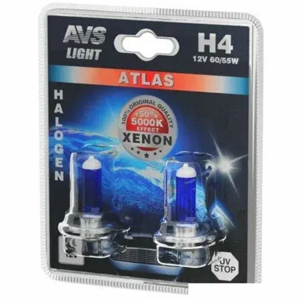 Лампа 24 В H4 75/70 Вт 5000К галогенная 2 шт Atlas AVS