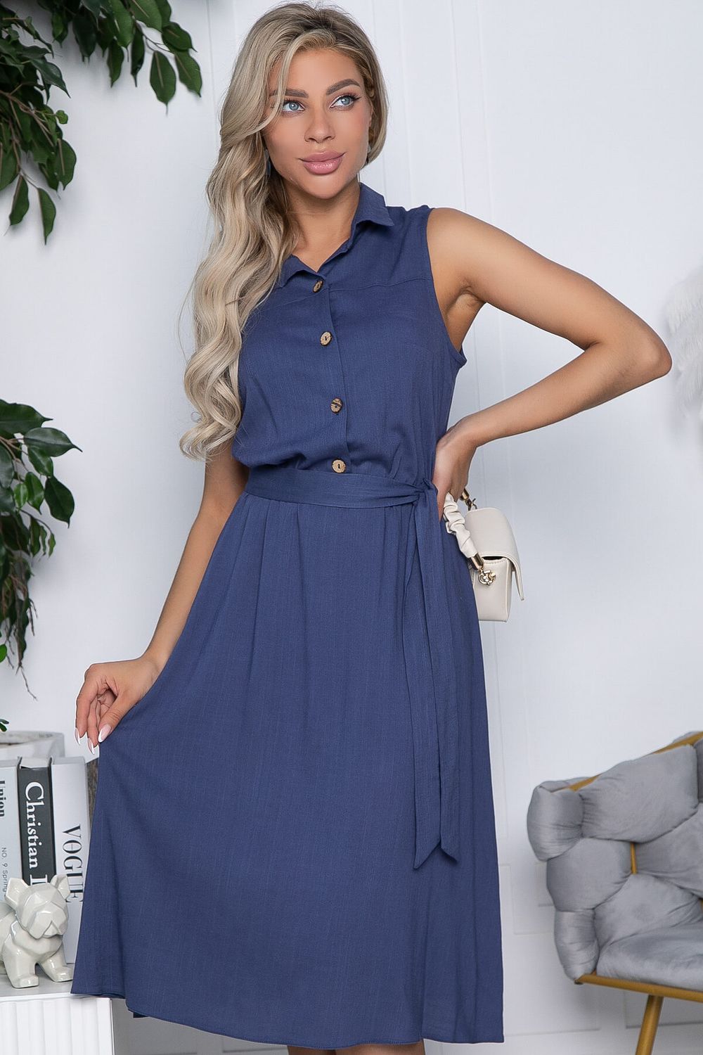 Платье с кокеткой (темно-синее) П10490 LT Collection