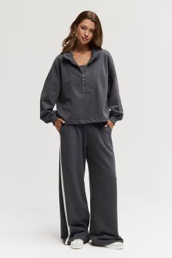 Олимпийка на молнии из премиум футера цвета антрацит