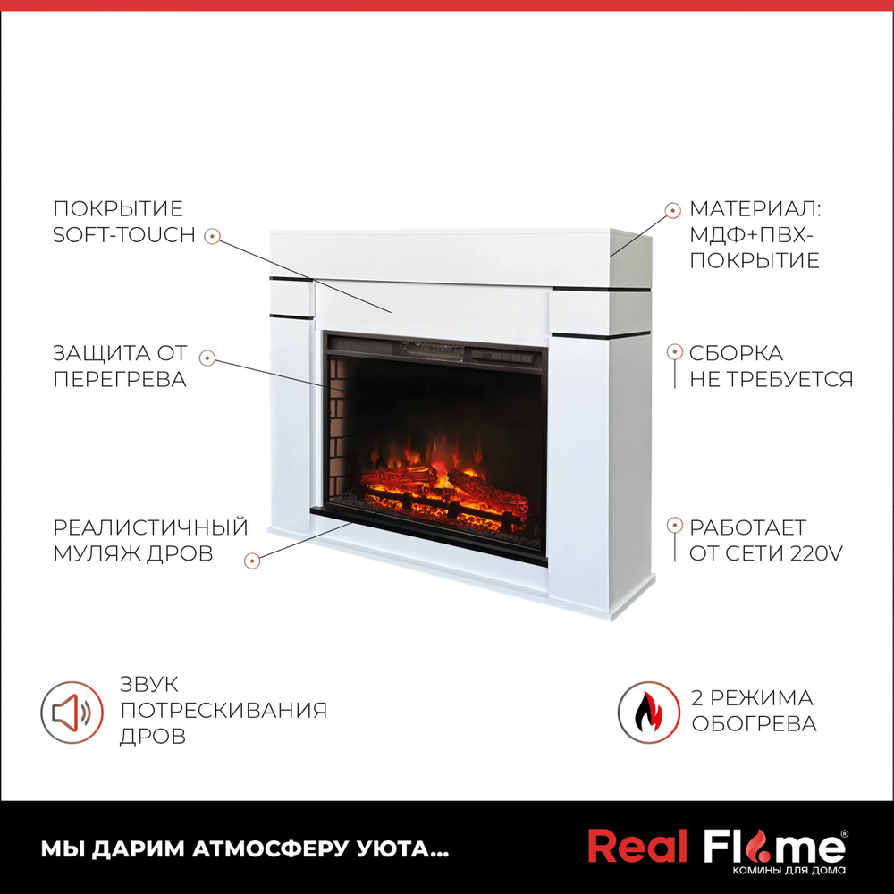 Электрокамин RealFlame Alta WT белый c Sparta 25,5 LED