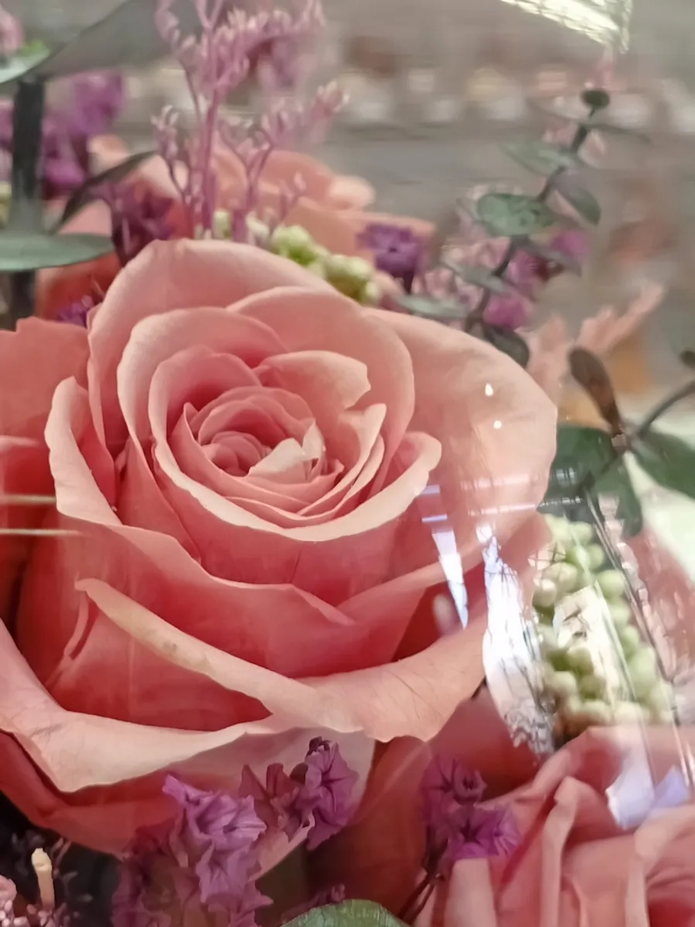 натуральные розы в стекле, вакуум*