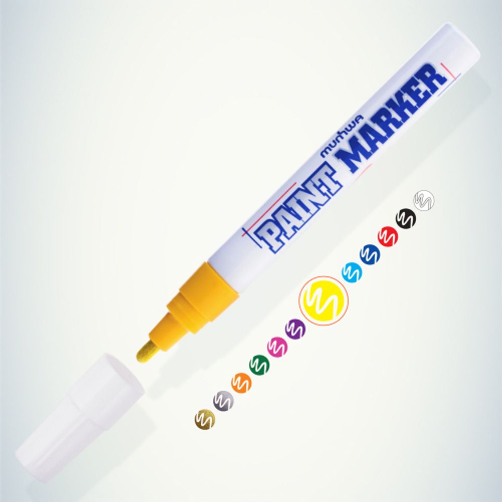 302756 MunHwa Маркер-краска PAINT MARKER, ЖЕЛТАЯ 4мм (PM-08) БЛ-1 | MunHwa