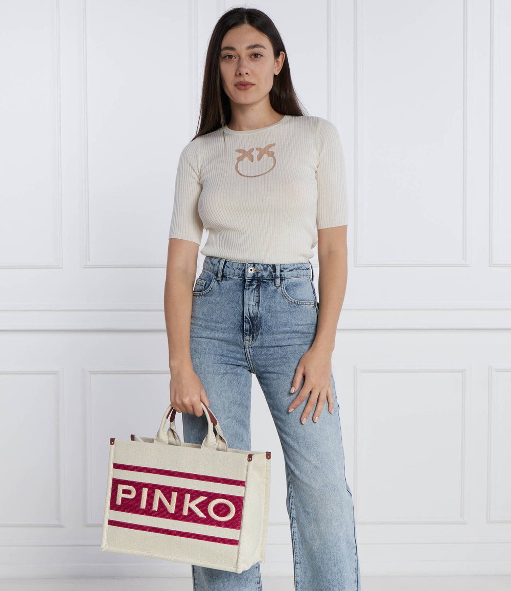 Сумка через плечо SHOPPER CANVAS RICICLATO + STA Pinko - кремовый(101964 A17K)