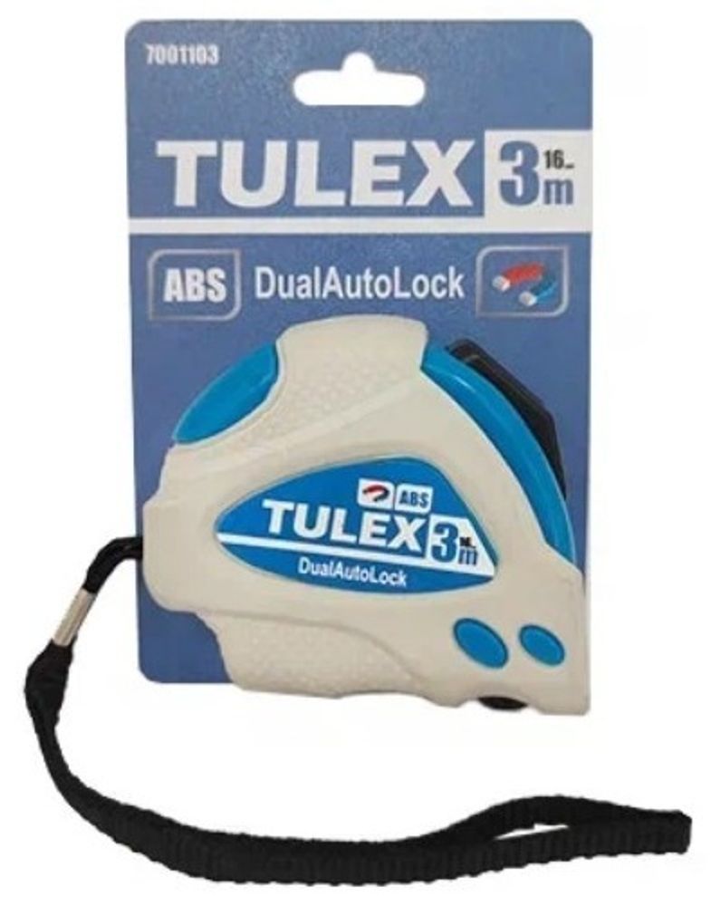 Рулетка &quot;TULEX&quot;  DualAutoLock обрезиненный корпус, магнитный зацеп, 3м*16мм