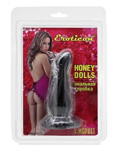 Гелевая изогнутая анальная пробка (черный) 35х130 мм (Цвет: черный)