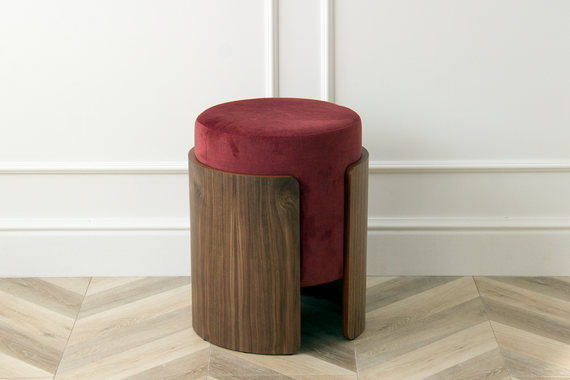 Пуф Lagom (бордовый FiberGuard, орех)