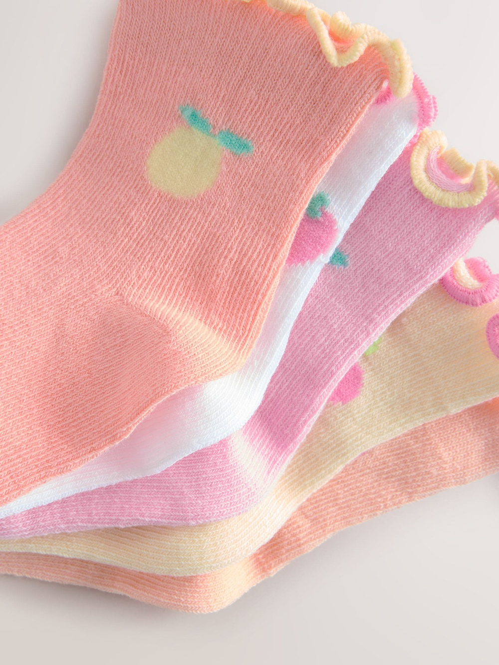 Носки для малышей Next E48-281, 5 шт., Белый, Розовый, Светло-желтый