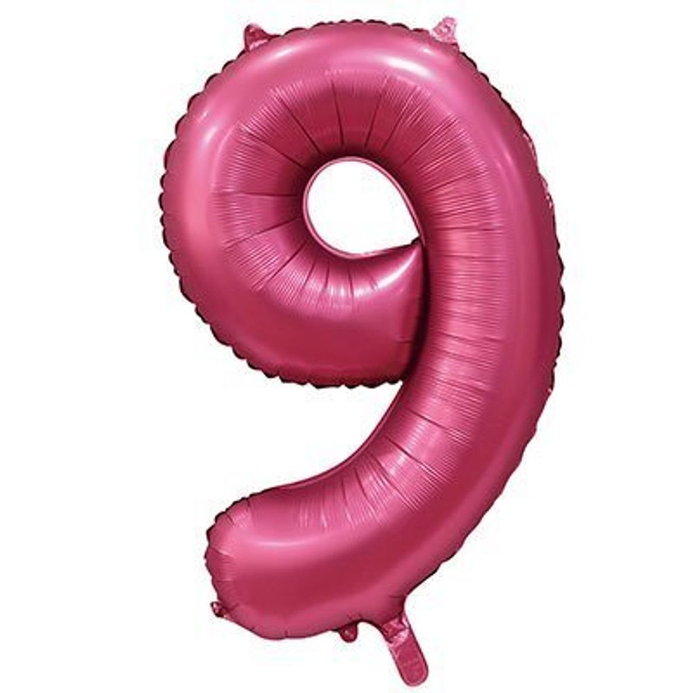 Шар фольгированный ЦИФРА &quot;9&quot; 40&quot; Сатин Pomegranate с гелием