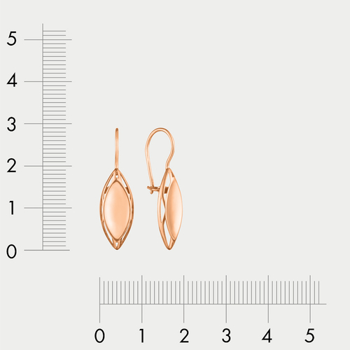 Женские серьги без вставок из розового золота 585 пробы (арт. Сд3727)