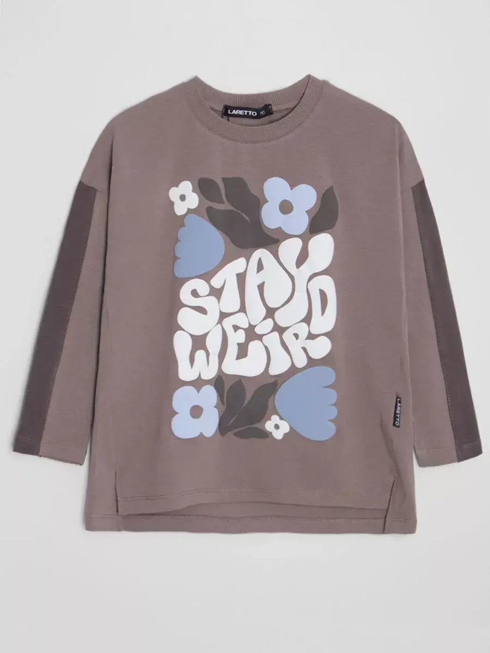 Лонгслив для девочки оверсайз с принтом