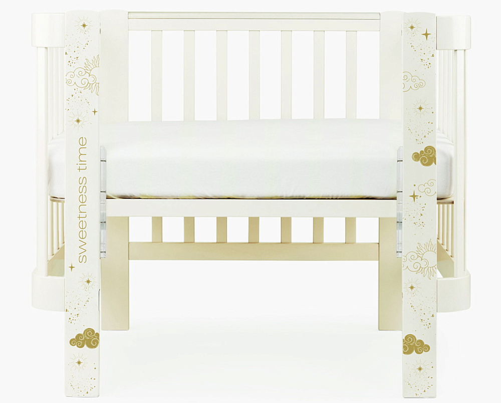 Детская кроватка-трансформер Happy baby Mommy Love в комплекте с расширением 160х70 milky