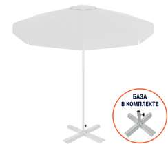 Зонт пляжный со стационарной базой Kiwi Clips&Base, Ø250 см, белый