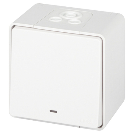 Переключатель ЭРА Эксперт 11-1507-01 с подсветкой IP55 10АХ-250В ОУ белый