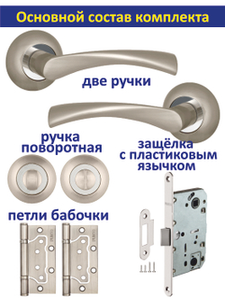 Дверная ручка с защелкой фиксатором и петлями