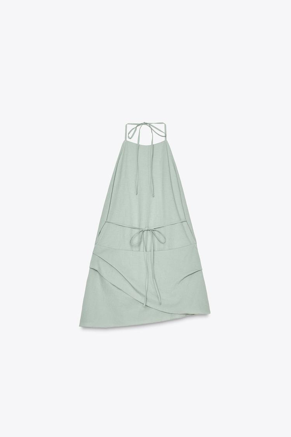 ZARA ТОП С ГОРЛОВИНОЙ ХАЛТЕР И ОТКРЫТОЙ СПИНОЙ, ЦВЕТ МОРСКОЙ ВОЛНЫ