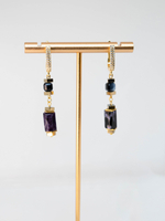 Серьги из чароита и гематита