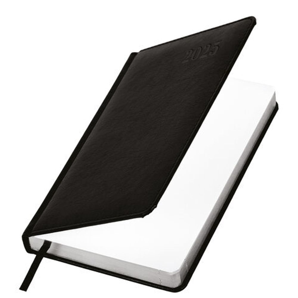 Ежедневник датированный 2025, А5, 138х213 мм, BRAUBERG "Impression", под кожу, черный, 115920