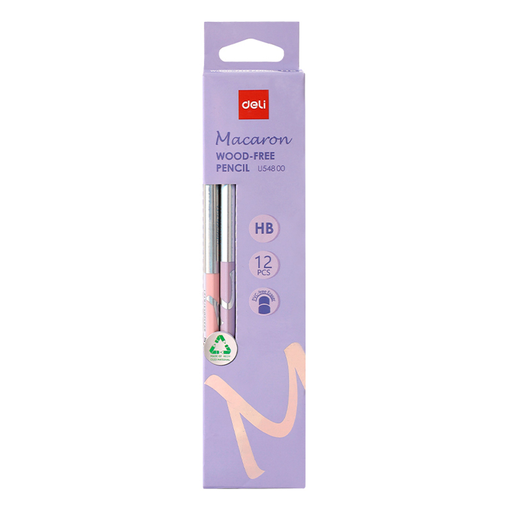 Карандаш DELI "Macaron", НВ, шестигранный корпус, пластик, с ластиком, ассорти