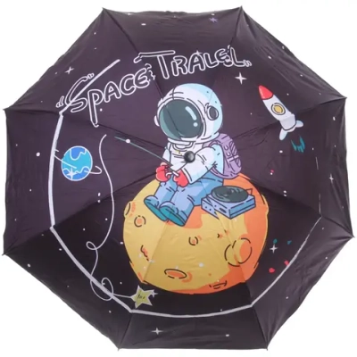 Зонт механический ветроустойчивый, матовая ручка «BESTzontik - Kosmos», микс 4 дизайна, длина 25см, d-110см