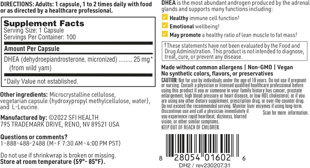 Klaire Labs - DHEA 25 mg 100 capsules