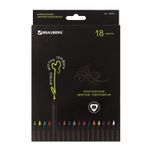 Карандаши цветные BRAUBERG "Black Jack", 18 цветов, трехгранные, черное дерево, 180597