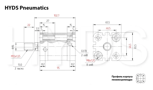 ADN-50-50-A-P-A Пневмоцилиндр