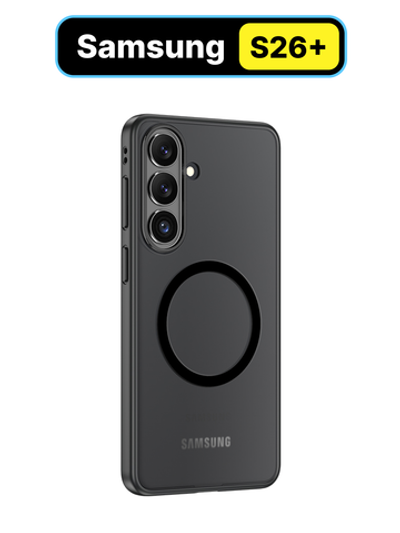 Чехол с Магсейф для Samsung Galaxy S26+ прозрачный матовый с черным бортом WLONS