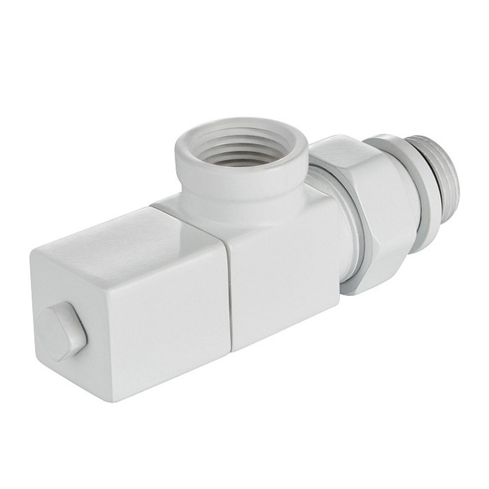 Набор дизайн-вентилей Royal Thermo CUBE осевой (белый) 1/2"