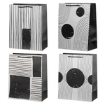 Подарочный пакет Basir, серия "Полоски", черно-белый, с рисунком полоски, 26*32*12 см, ассорти