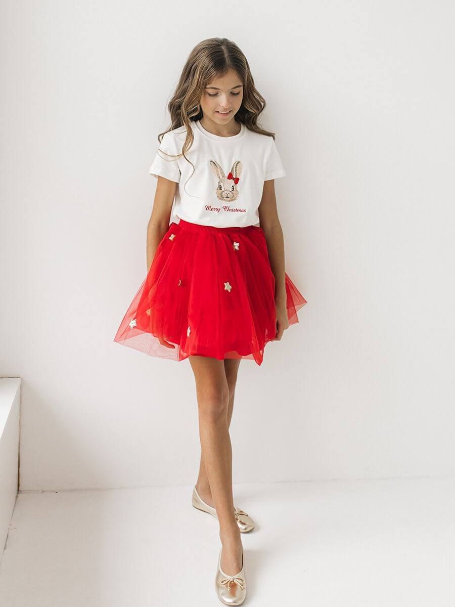 Юбка для девочки Bright Red Stars