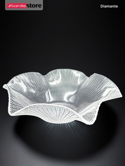 Блюдо фруктовница 32 см. стеклянная фигурная, Diamante