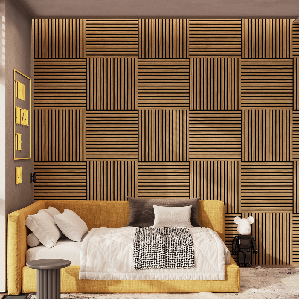 Панель Стеновая Акустическая Comfort (Комфорт), Стандарт, Дуб Сальвадор, 600х600х9 мм
