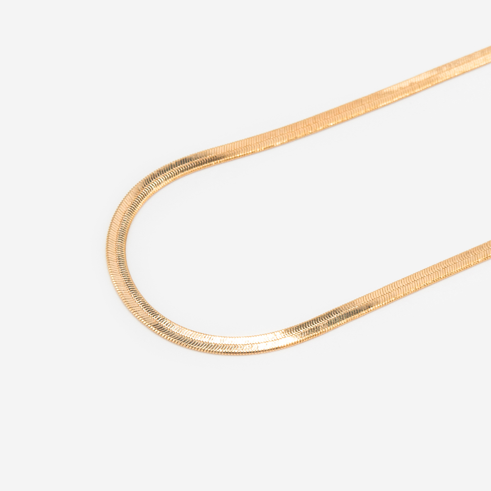 цгз3-з Цепь плоская "Змейка" готовая 3мм, длина 43см, позолота