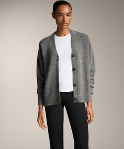 Oysho Мягкий трикотажный кардиган на пуговицах, серый меланж