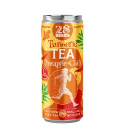 Куркуминный чай «Колд брю» Ананас и Чили 28SEEDS, функциональный холодный чай в банке, вид спереди
