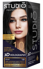 Краска для волос STUDIO 3D Golografic 50/50/15 мл 1.0 Чёрный