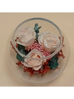 натуральные кустовые розы в стекле, вакуум*