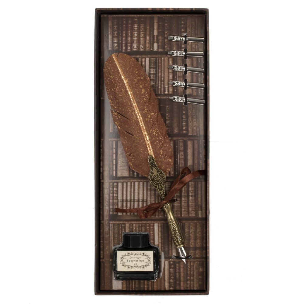 Набор подарочный Пушкин: ручка перьевая, 5 наконечников, чернильница