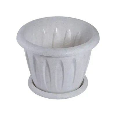 Горшок для цветов пластиковый 6,4л d-27см «Фелиция» с поддоном мраморный С105М